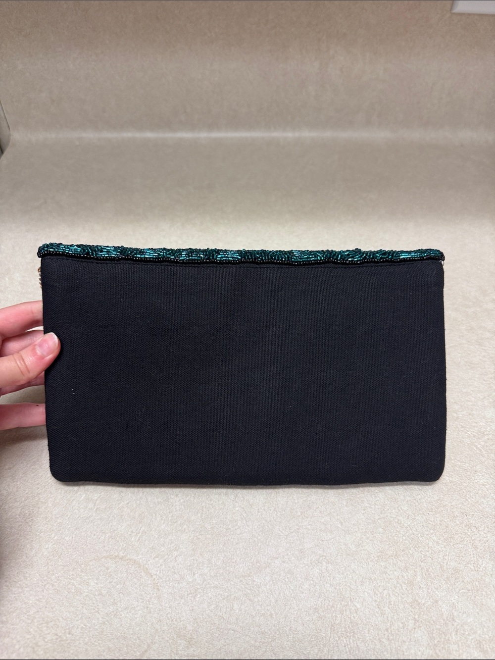 Beaded Tribal Pattern Crossbody Clutch in Brown and Teal - Picture 3 of 5